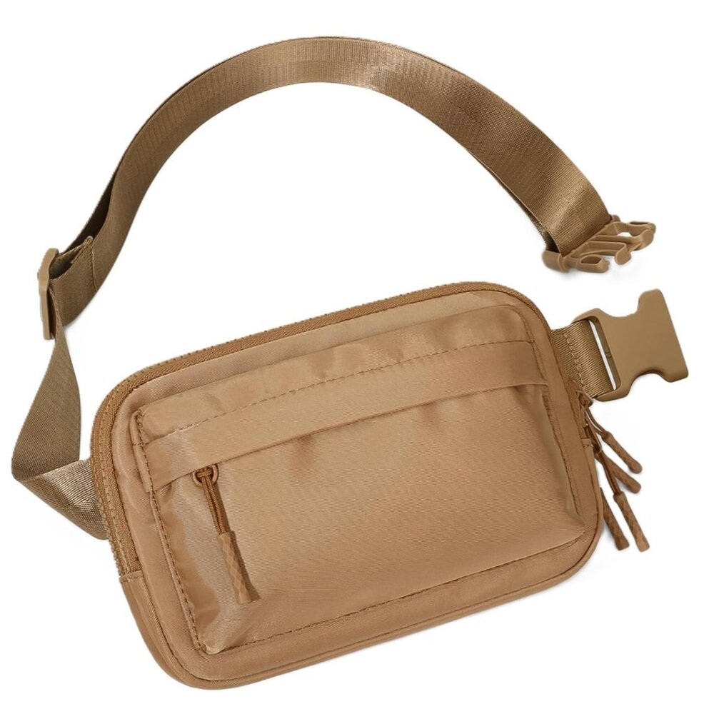 Water Resistant Crossbody Belt Bag NWT Brown Multi Pocket Adjustable to 50"